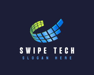 Grid Swoosh Tech logo design