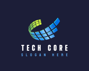 Grid Swoosh Tech logo design