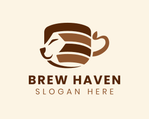 Brown Cat Coffee Cup logo design