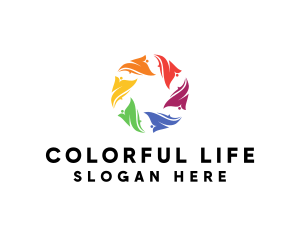 Colorful Floral Circle Crowd logo design