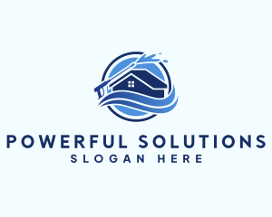 Pressure Washer House Wave logo design