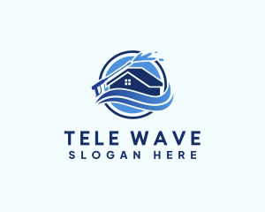 Pressure Washer House Wave logo design