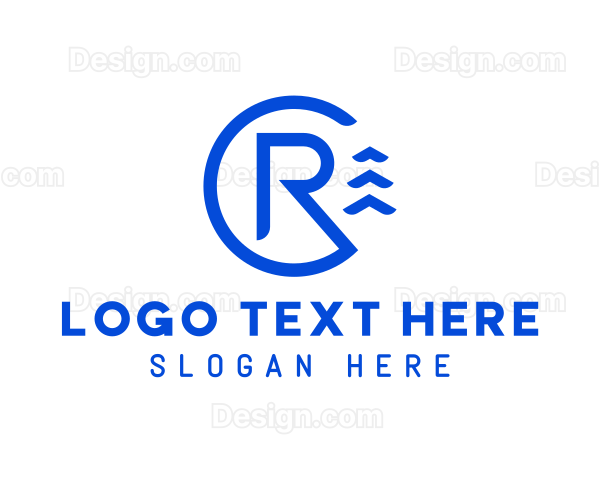 Blue Letter R Nautical Logo