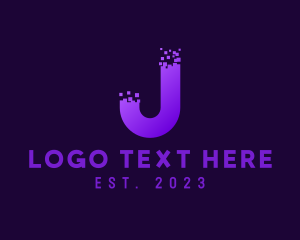 Pixel Tech Letter J logo design