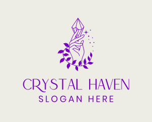 Crystal Hand Leaves  logo design