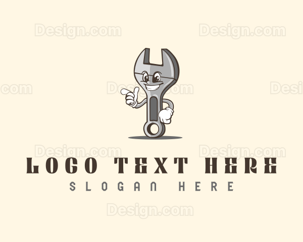 Smiling Wrench Happy Logo