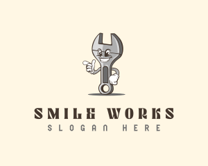 Smiling Wrench Happy logo design