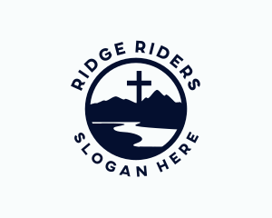 Christian Cross Mountain Valley logo design