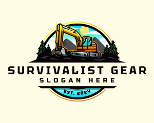 Excavator Mining Quarry logo design