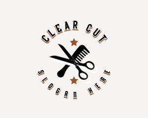 Barber Scissors Comb logo design