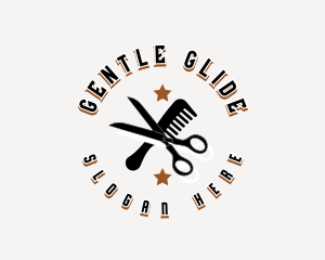 Barber Scissors Comb logo design