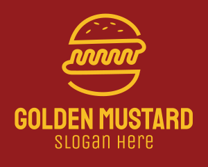 Yellow Monoline Burger Sandwich logo design