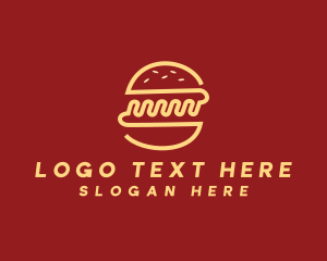 Yellow Monoline Burger Sandwich logo