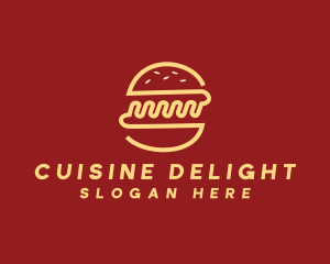 Yellow Monoline Burger Sandwich logo design