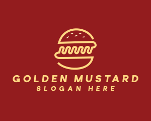 Yellow Monoline Burger Sandwich logo design