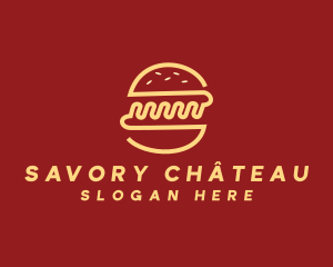 Yellow Monoline Burger Sandwich logo design