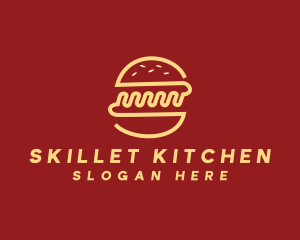 Yellow Monoline Burger Sandwich logo design