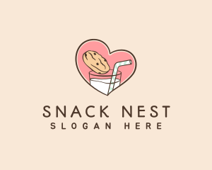 Cookie Milk Snack logo design