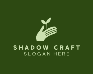 Silhouette Seedling Hand  logo design