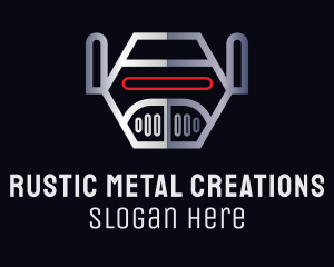 Metallic Robot Head logo design