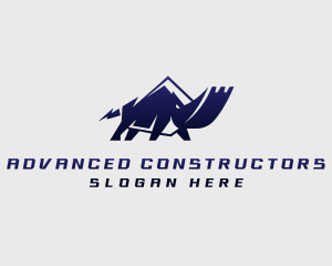 Excavator Mining Rhinoceros logo design