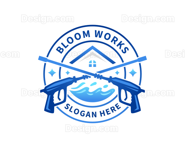 Pressure Wash Home Cleaning Logo