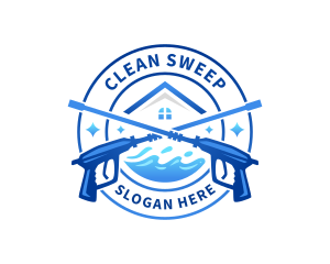 Pressure Wash Home Cleaning logo design