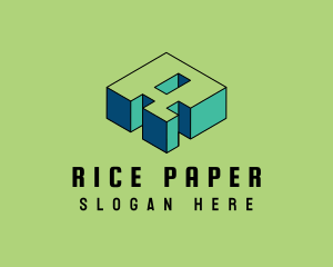 3D Pixel Letter R logo design