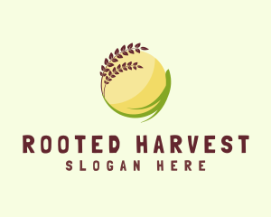 Wheat Plant Sun Grass logo design