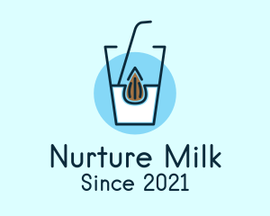 Almond Milk Glass logo design