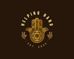 Hamsa Hand Yoga logo design