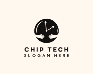 Clock Hugging Hands logo design