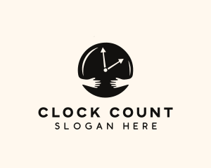 Clock Hugging Hands logo design