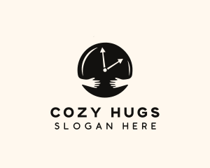 Clock Hugging Hands logo design