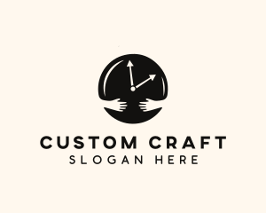 Clock Hugging Hands logo design