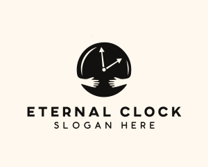 Clock Hugging Hands logo design