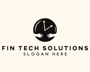 Clock Hugging Hands logo design