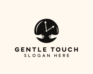 Clock Hugging Hands logo design