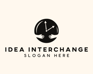 Clock Hugging Hands logo design