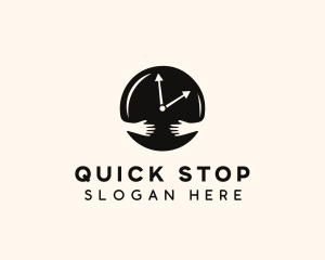 Clock Hugging Hands logo design