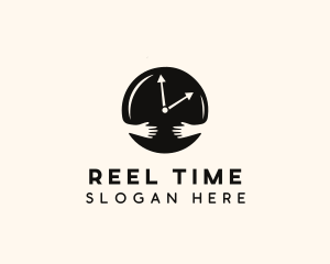 Clock Hugging Hands logo design