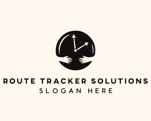 Clock Hugging Hands logo design