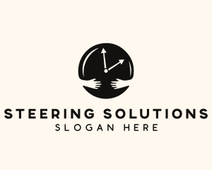 Clock Hugging Hands logo design