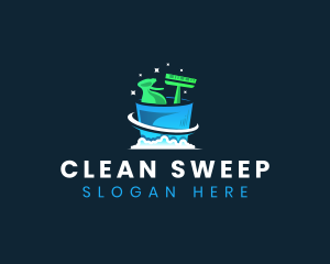 Cleaning Bucket Sanitation logo design