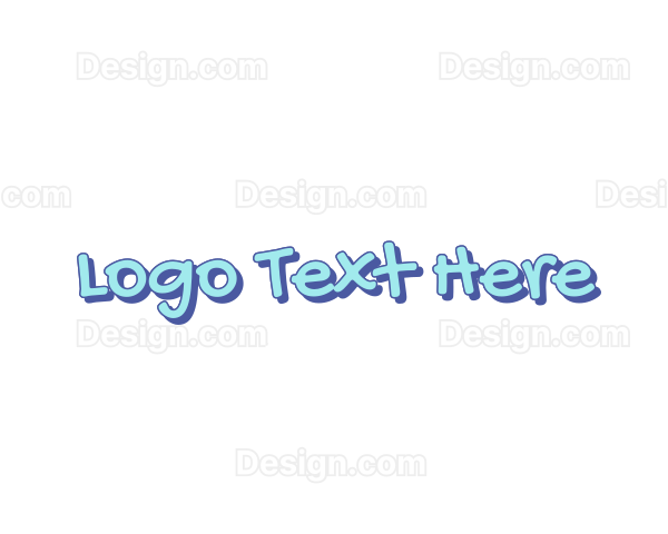 Blue Cute Handwriting Logo
