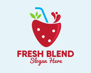 Fresh Strawberry Juice logo design