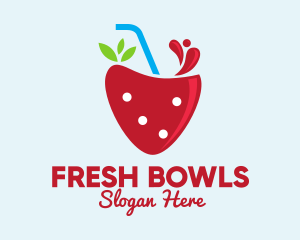 Fresh Strawberry Juice logo design