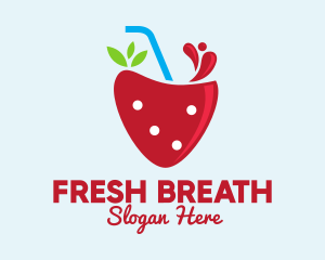 Fresh Strawberry Juice logo design