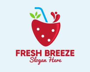 Fresh Strawberry Juice logo design