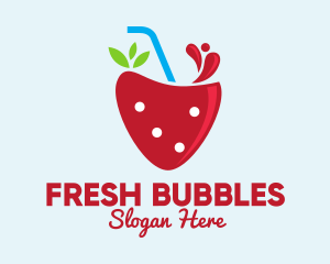 Fresh Strawberry Juice logo design